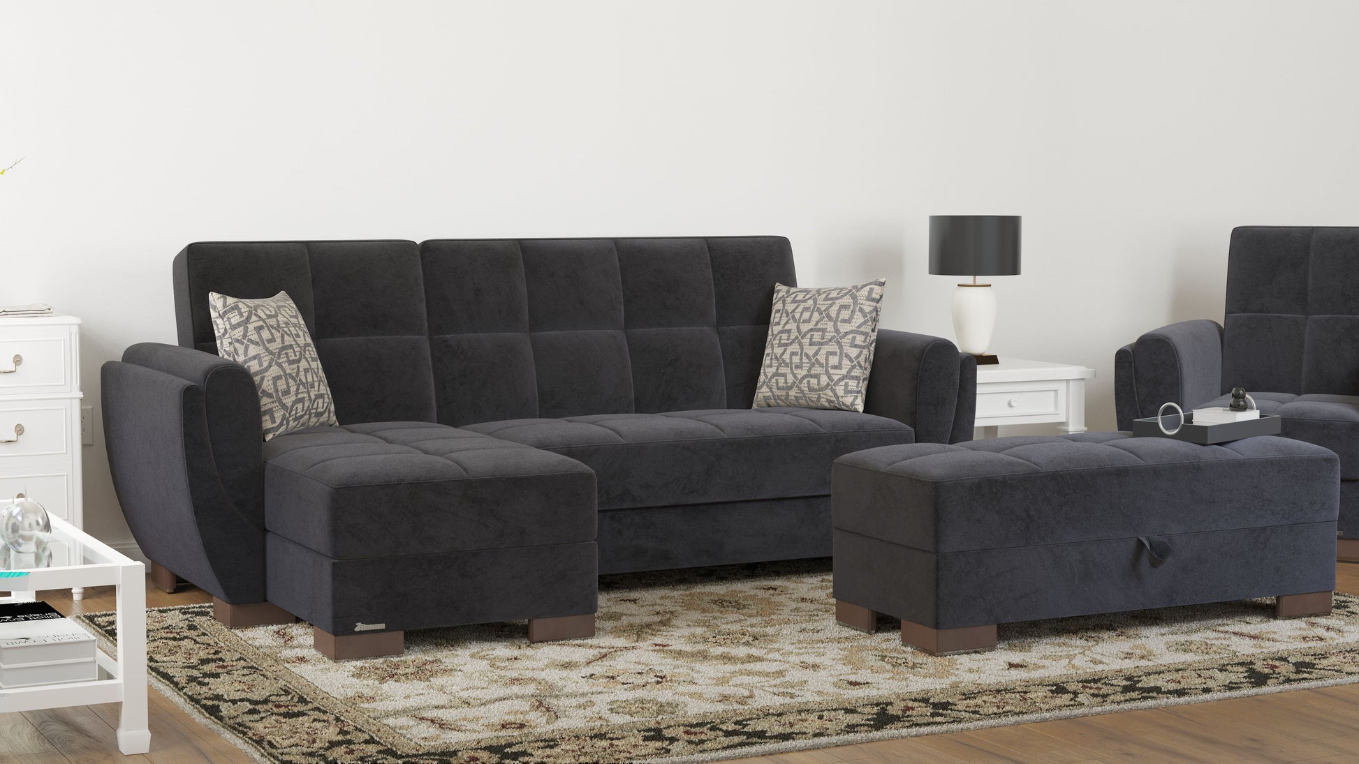 Ottomanson Armada Air - Upholstered Convertible Chaise Lounge With Storage - Microfiber