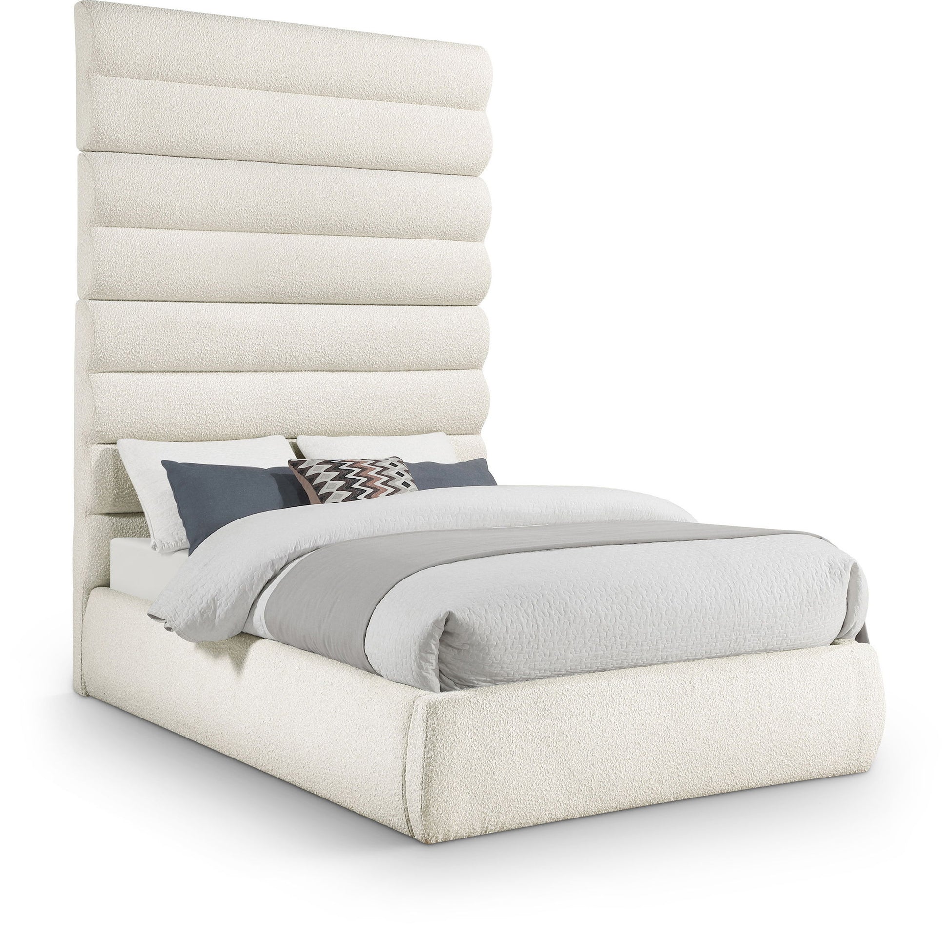 Adam - Boucle Fabric Bed With 89" Headboard