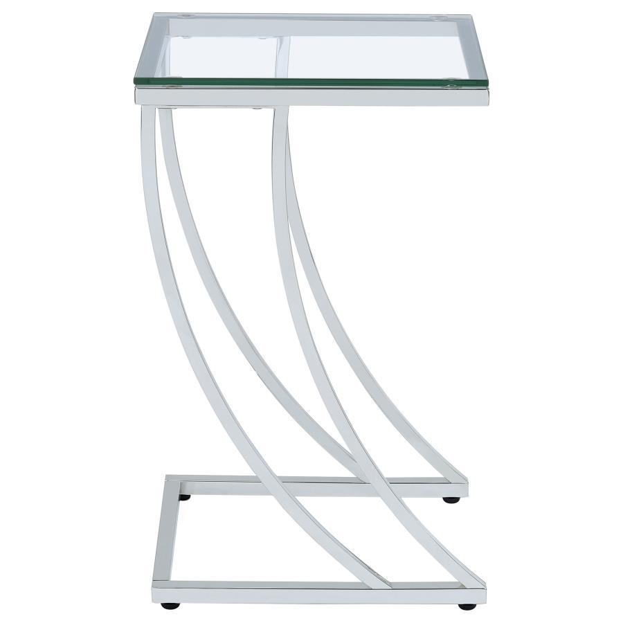 Cayden - Rectangular Glass Top Sofa Side Table - Chrome