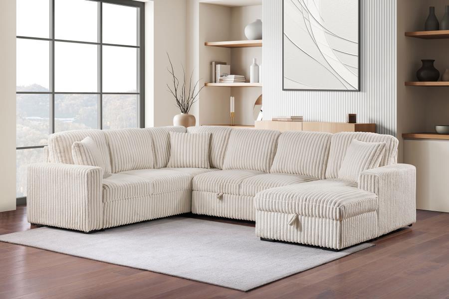 Devonshire - Sleeper Sectional Sofa Storage Chaise - Camel