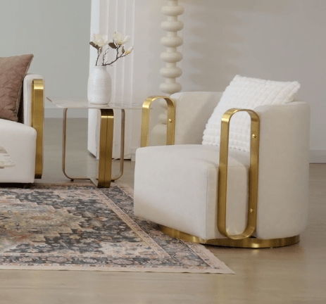 HD-3156 - Chair - White / Gold