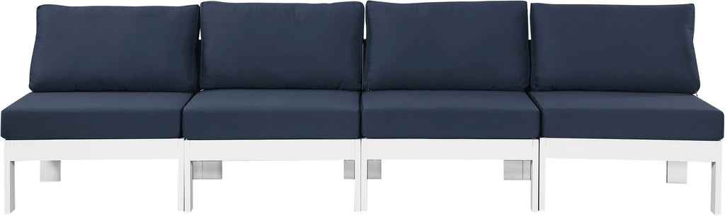 Nizuc - Outdoor Patio 4 Seat Armless Modular Sofa With White Frame