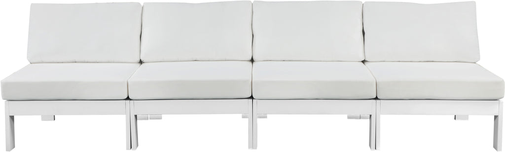 Nizuc - Outdoor Patio 4 Seat Armless Modular Sofa With White Frame