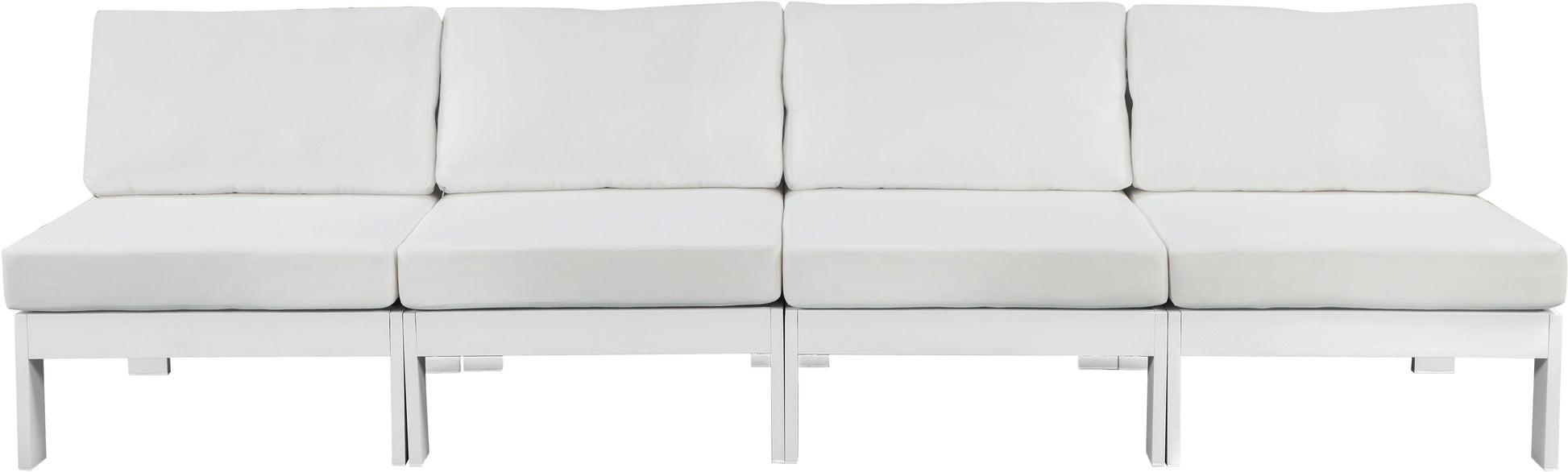 Nizuc - Outdoor Patio 4 Seat Armless Modular Sofa With White Frame