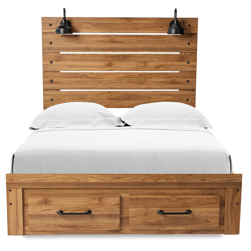 Pasklyn - Brown - King Panel Storage Bed