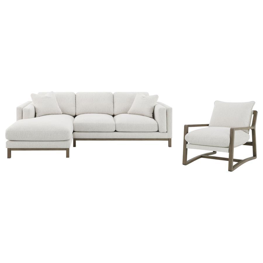 Geneva - Boucle Upholstered Sectional Chaise Sofa - Sand