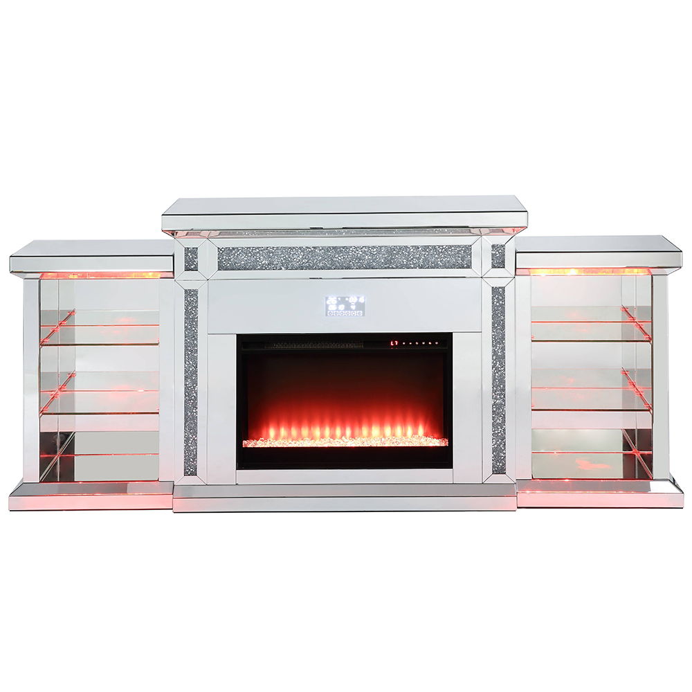 Noralie - Fireplace - Mirrored & Faux Diamonds