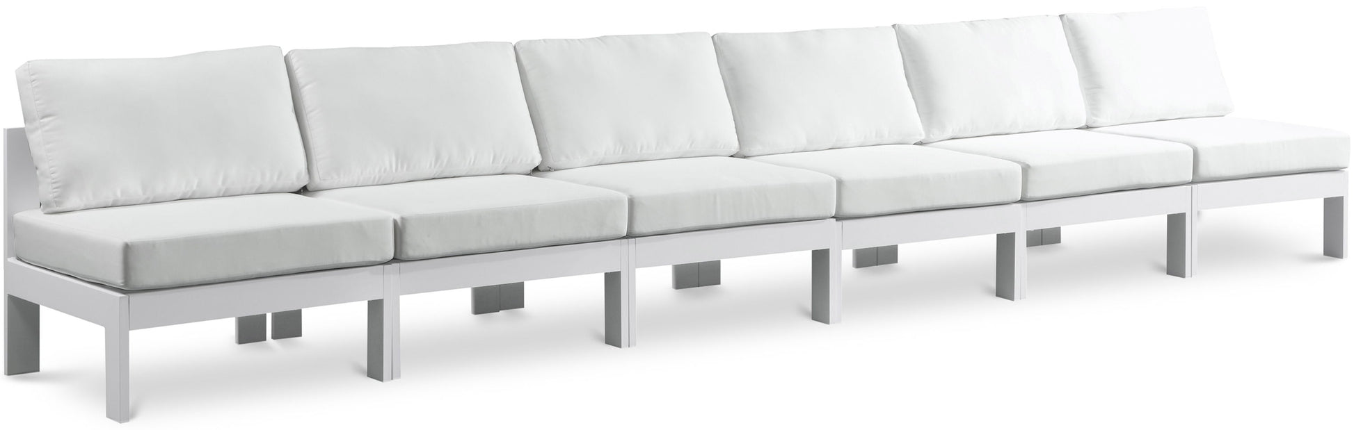 Nizuc - Outdoor Patio 6 Seat Armless Modular Sofa With White Frame