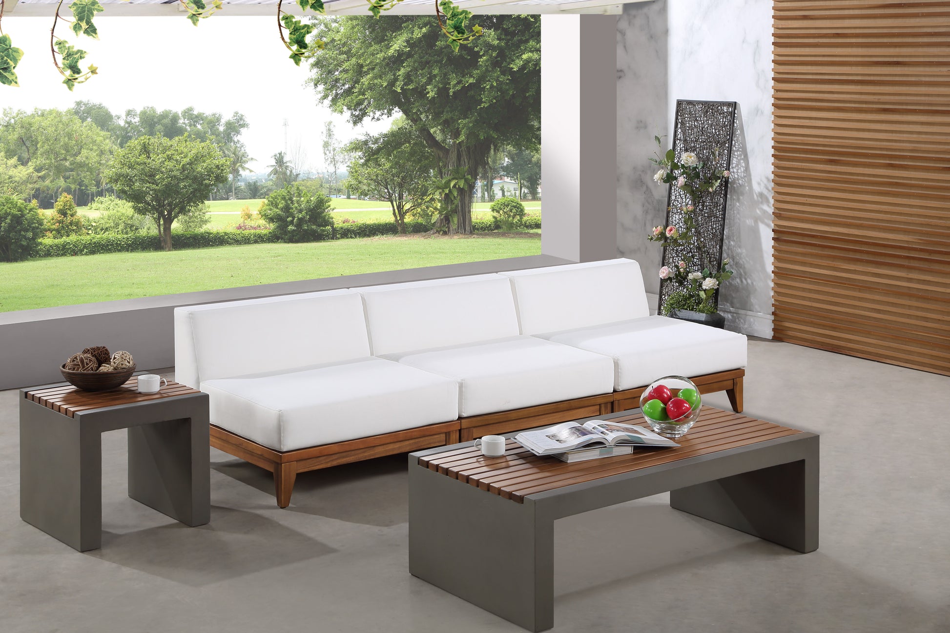 Rio - 3 Seat Modular Armless Sofa - Off White