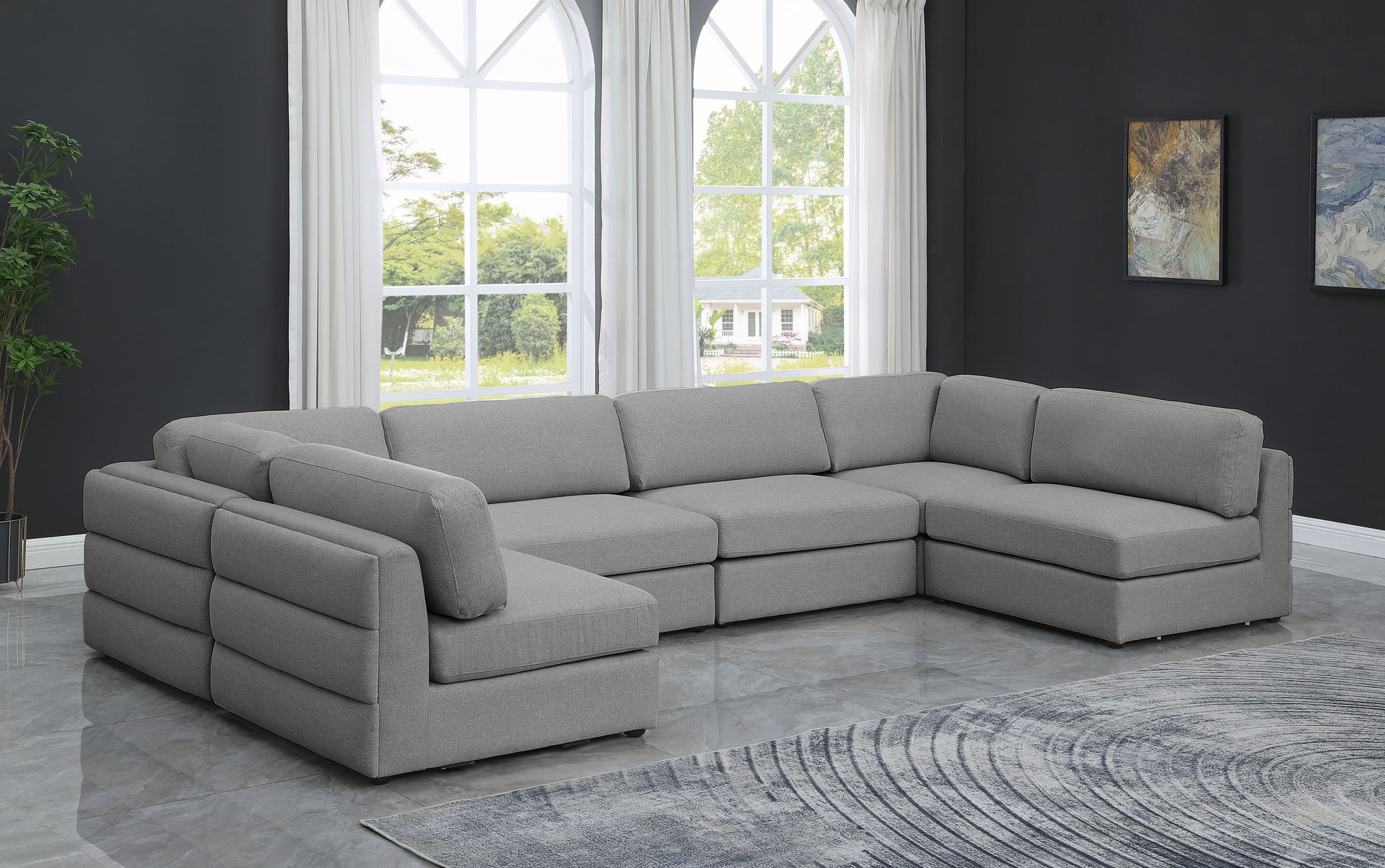 Beckham - 6 Piece Modular U-Shaped Armless Sectional