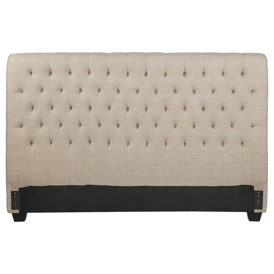 Chloe - Upholstered Eastern King Panel Headboard - Oatmeal