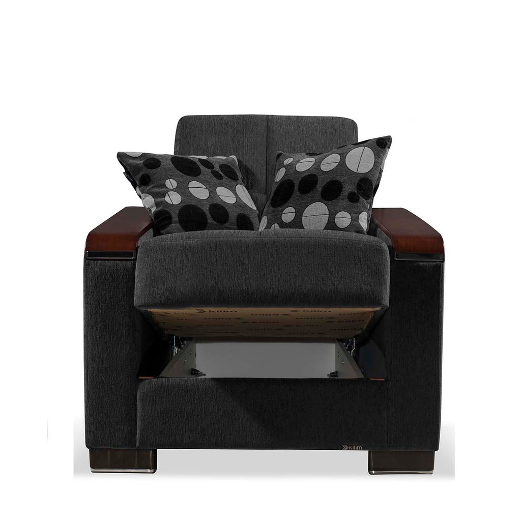 Ottomanson Armada X - Upholstered Convertible Wood Trimmed Armchair With Storage