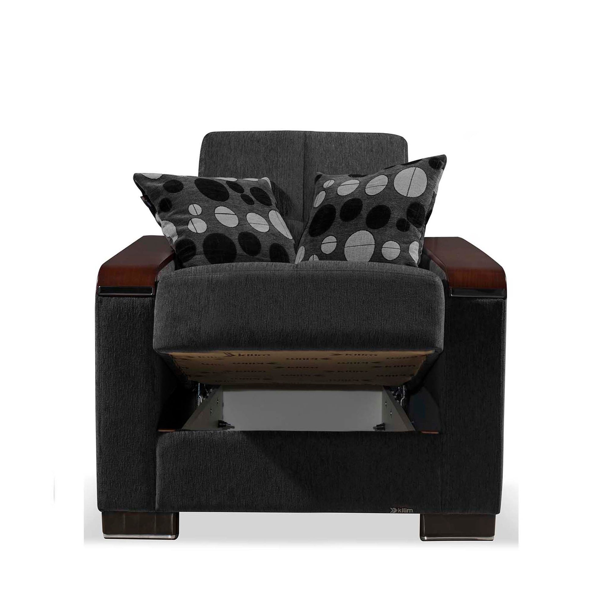 Ottomanson Armada X - Upholstered Convertible Wood Trimmed Armchair With Storage