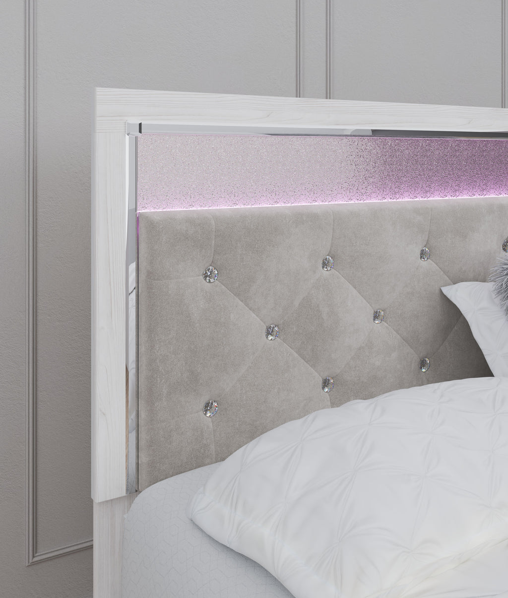 Altyra - White - King Panel Bed With Upholstered Headboard