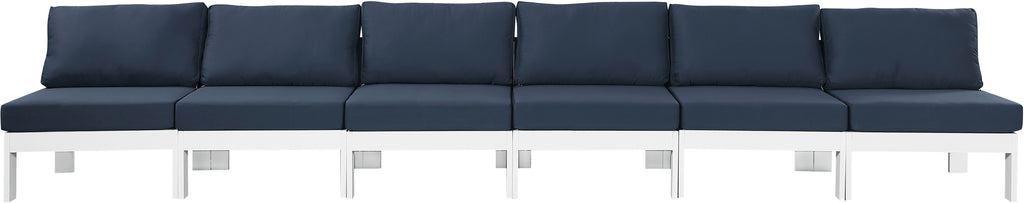 Nizuc - Outdoor Patio 6 Seat Armless Modular Sofa With White Frame