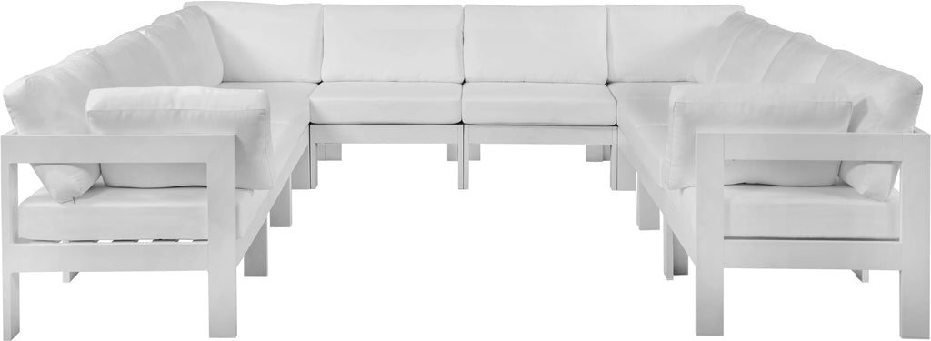Nizuc - Outdoor Patio 10 Piece Modular Sectional With White Frame