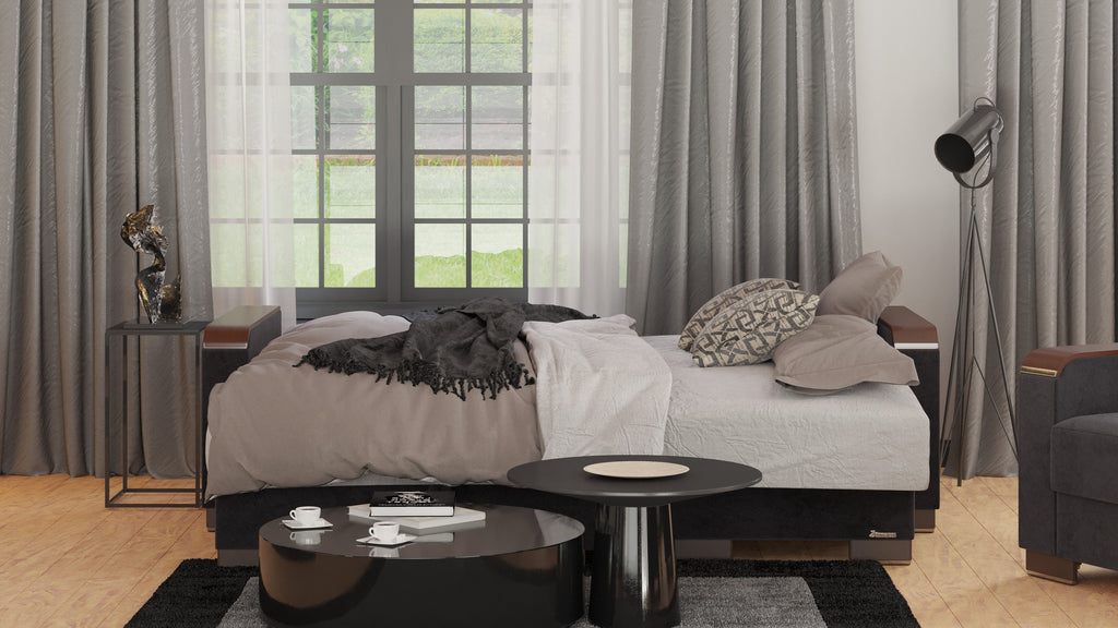 Ottomanson Armada X - Upholstered Convertible Wood Trimmed Chaise Lounge With Storage - Microfiber