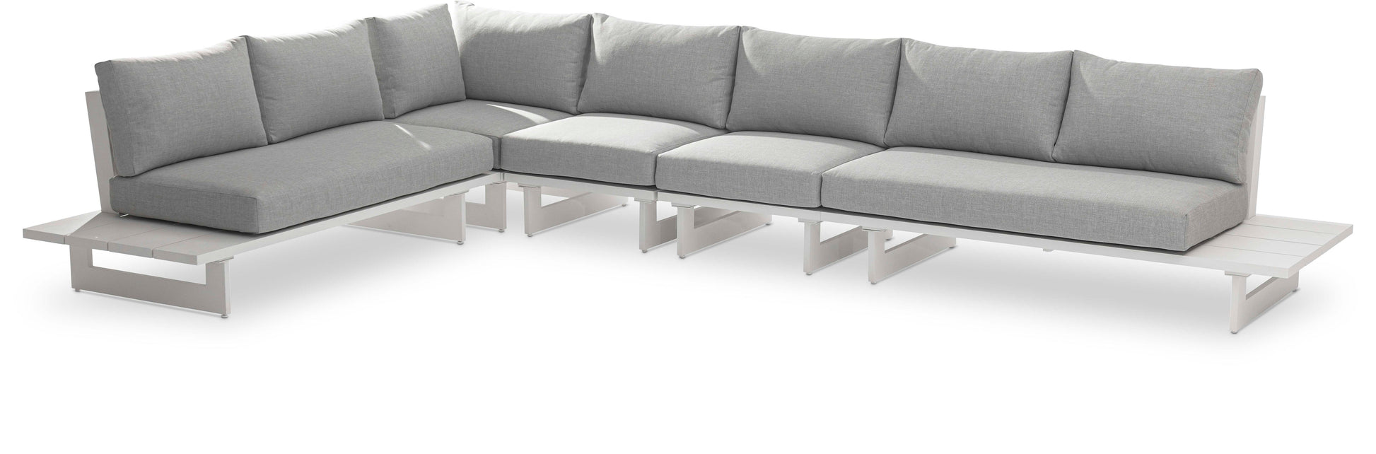 Maldives - 5 Piece Water Resistant Outdoor Patio Modular Sectional With White Base