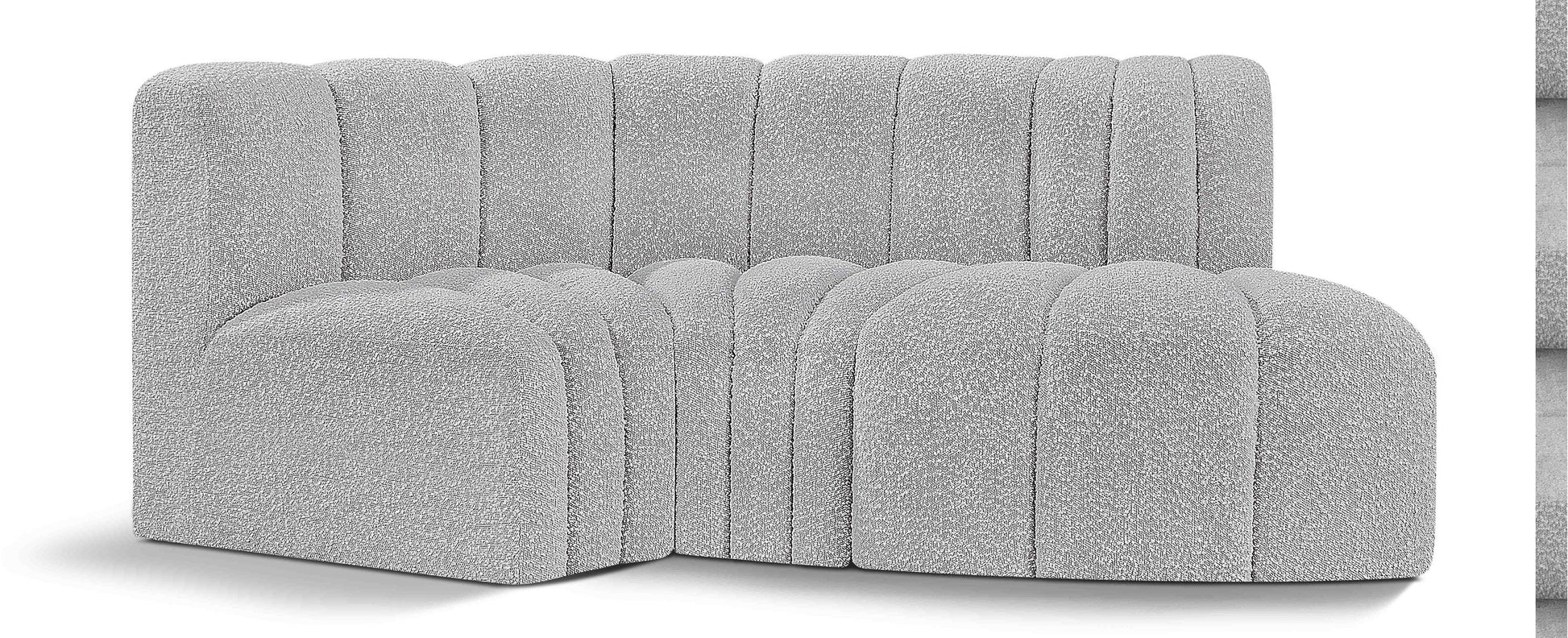 Arc - Boucle Fabric 3 Piece Modular L-Shaped Sofa