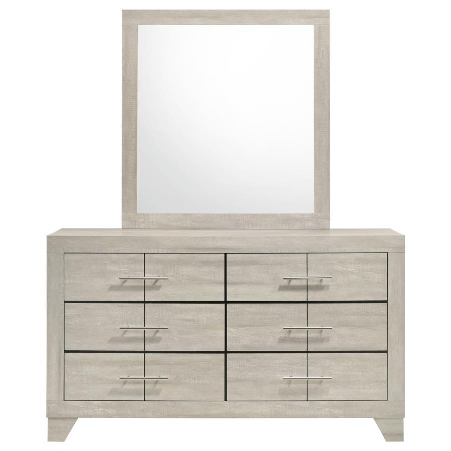 Trenton - 6-Drawer Bedroom Dresser With Mirror - Rustic Cream