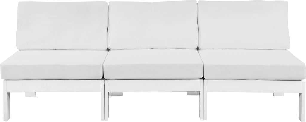 Nizuc - Outdoor Patio 3 Seat Armless Modular Sofa With White Frame