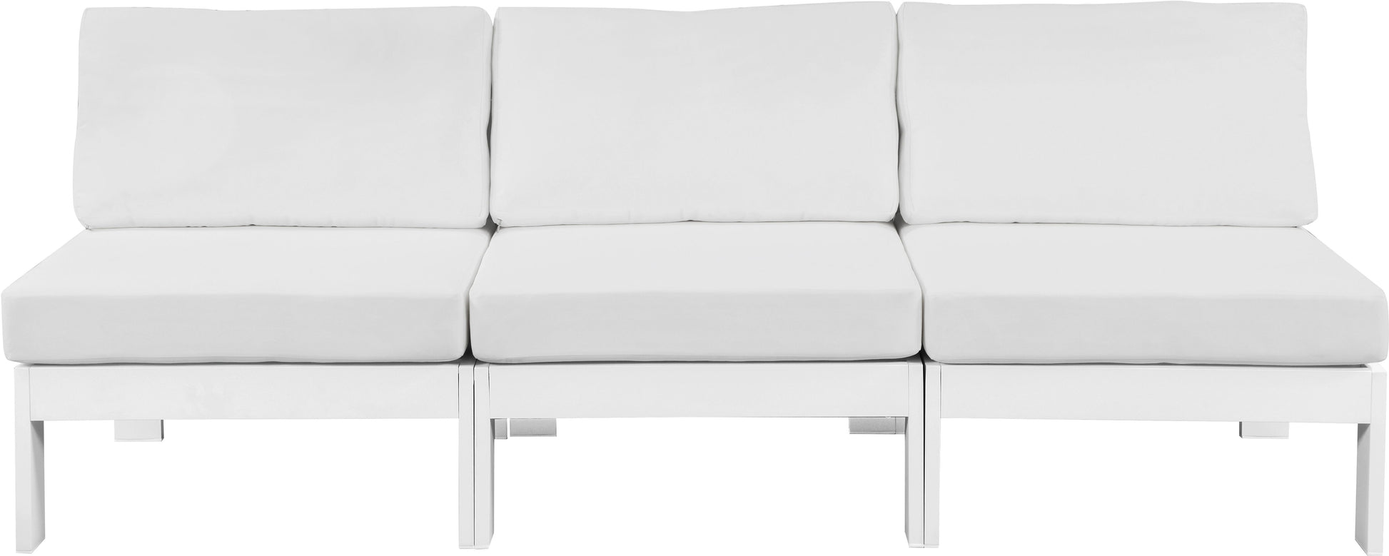 Nizuc - Outdoor Patio 3 Seat Armless Modular Sofa With White Frame