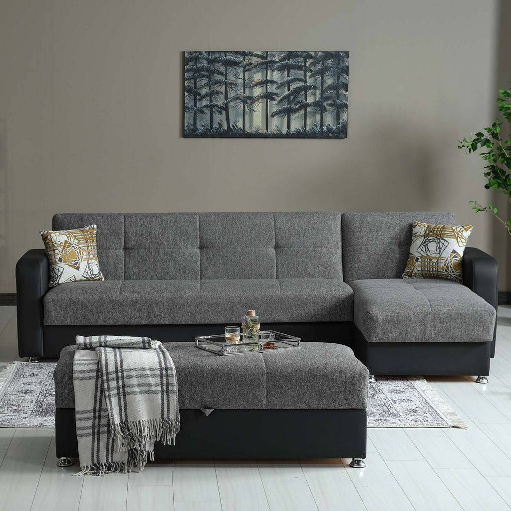 Ottomanson Harmony - Upholstered Convertible Sectional With Storage - Two Tone