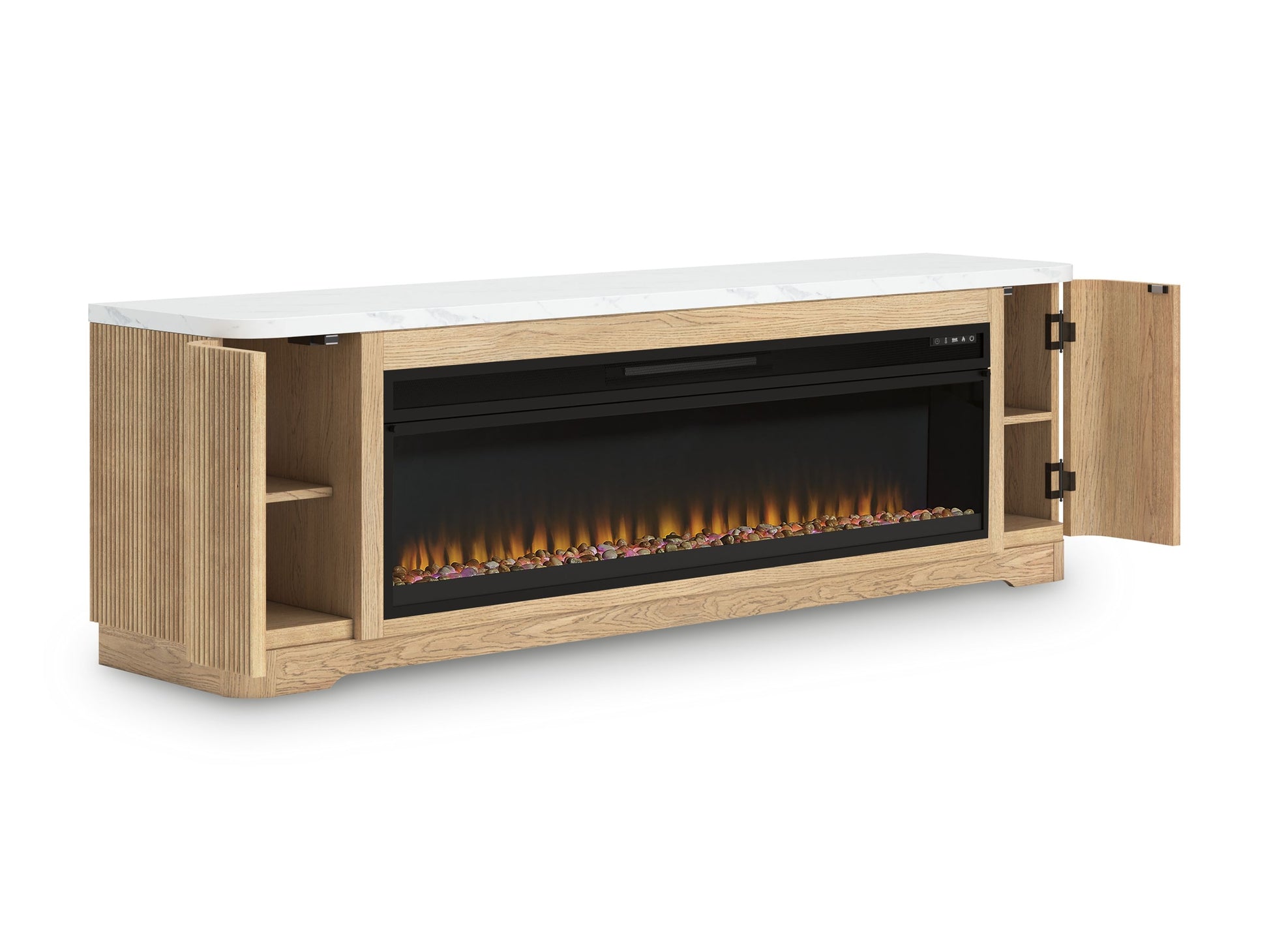 Camdill - Light Brown - 80" TV Stand With Electric Fireplace