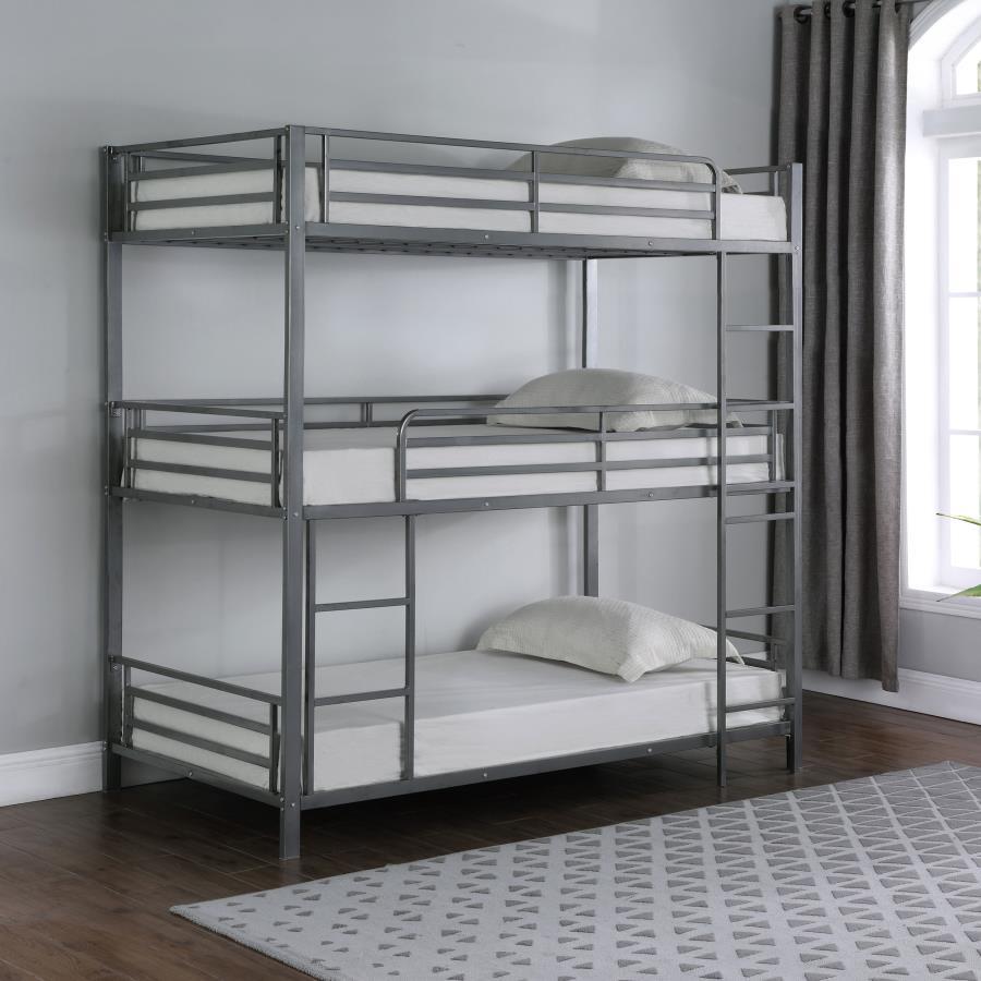 Maynard - Metal Twin Triple Bunk Bed - Gunmetal
