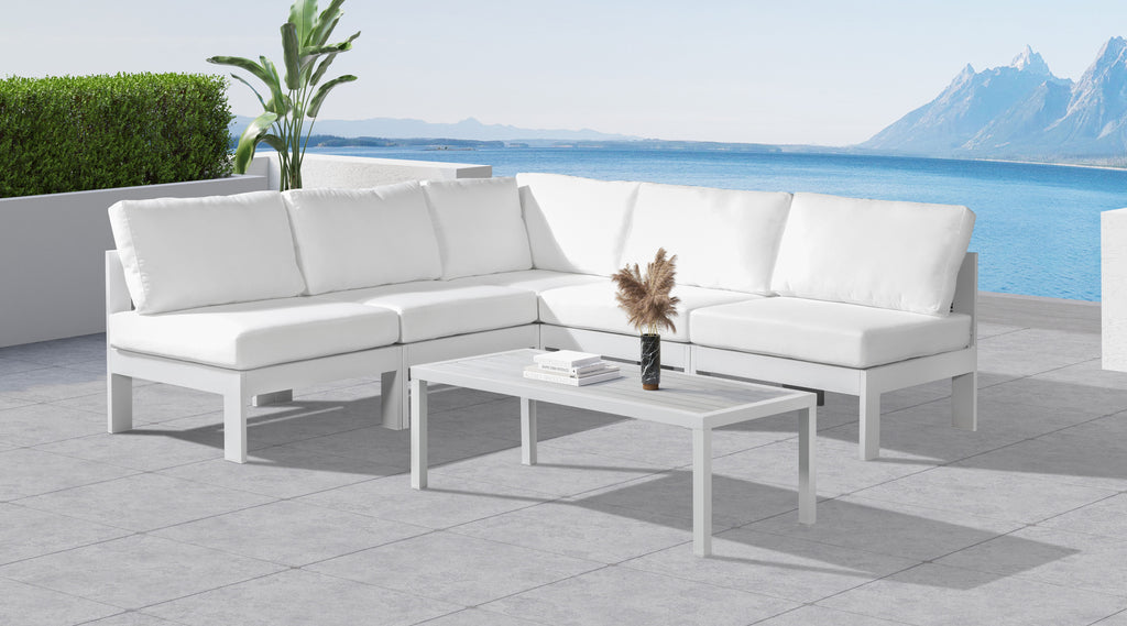 Nizuc - Outdoor Patio 5 Piece Modular Sectional With White Frame
