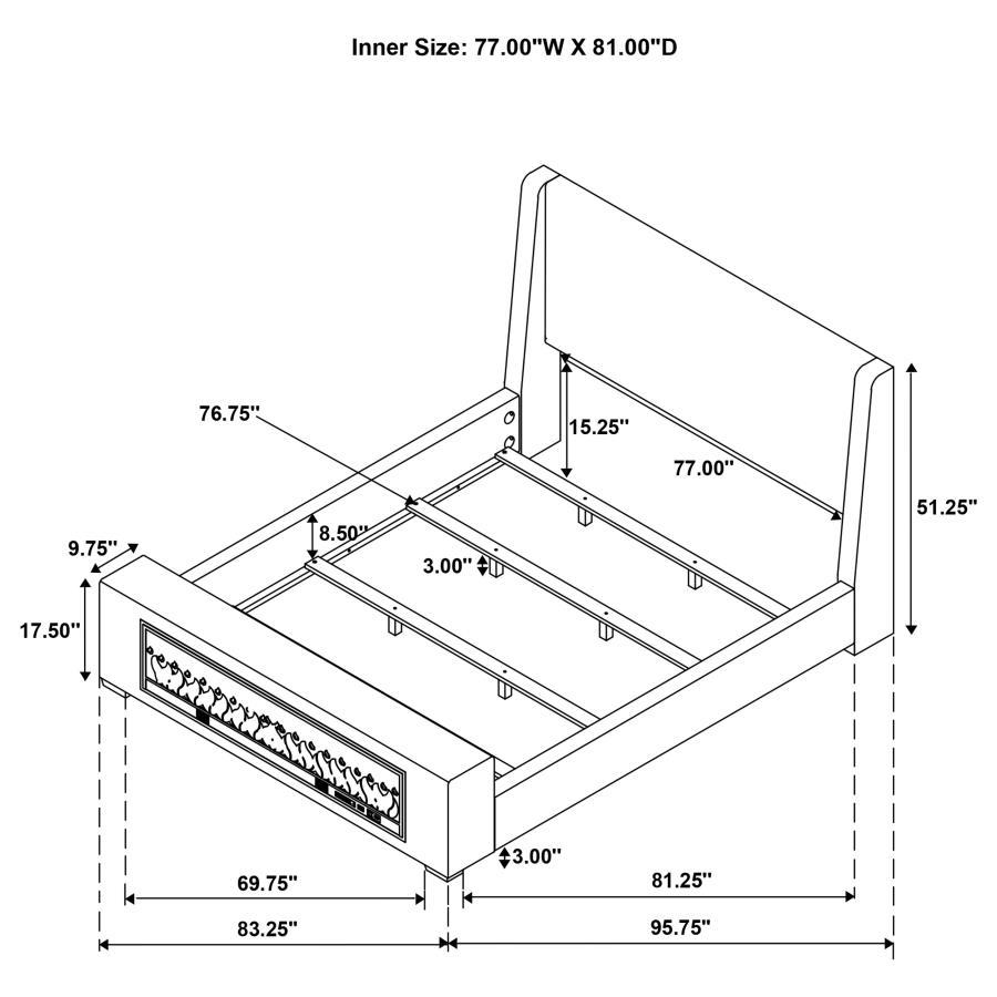 Preston - Upholstered Audio Flame Visualizer Bed