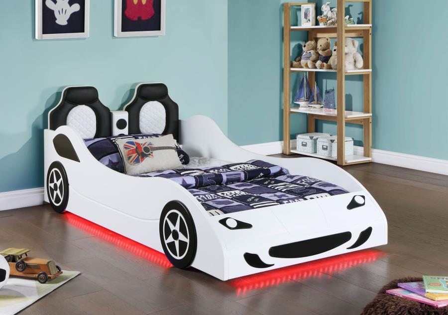 Cruiser - Wood LED Race Car Bed And 7" Mattress