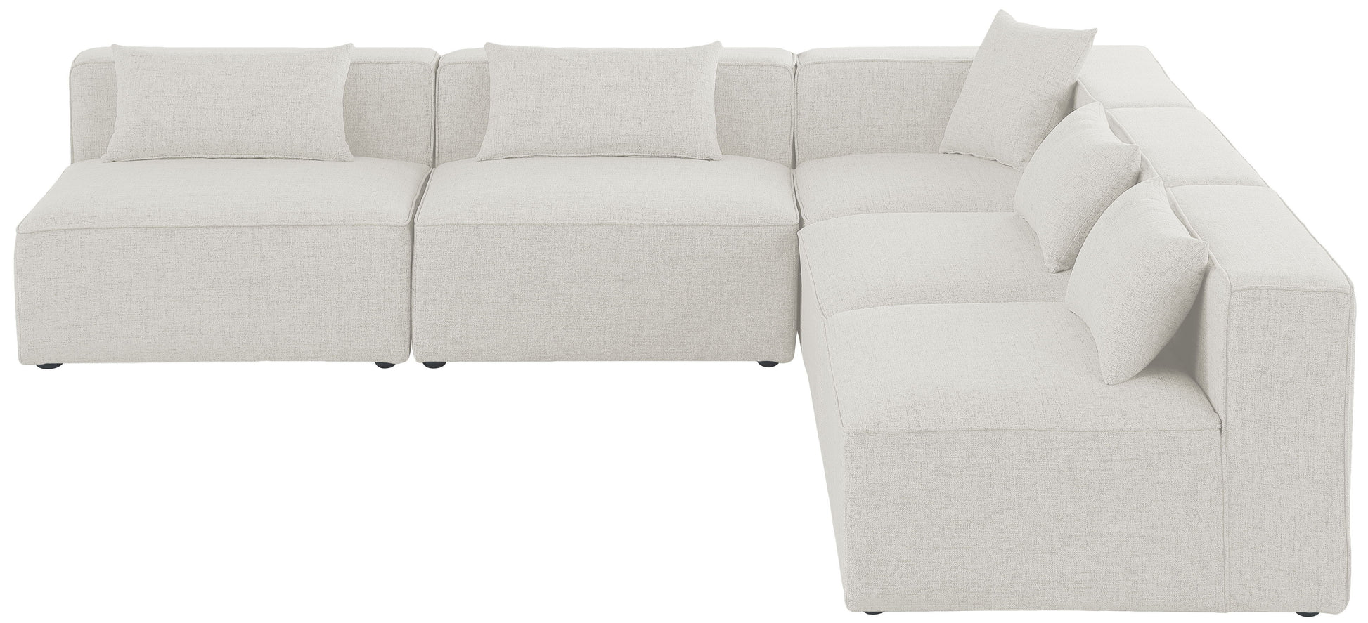 Cube - Linen 5 Piece Modular Corner Armless Sectional