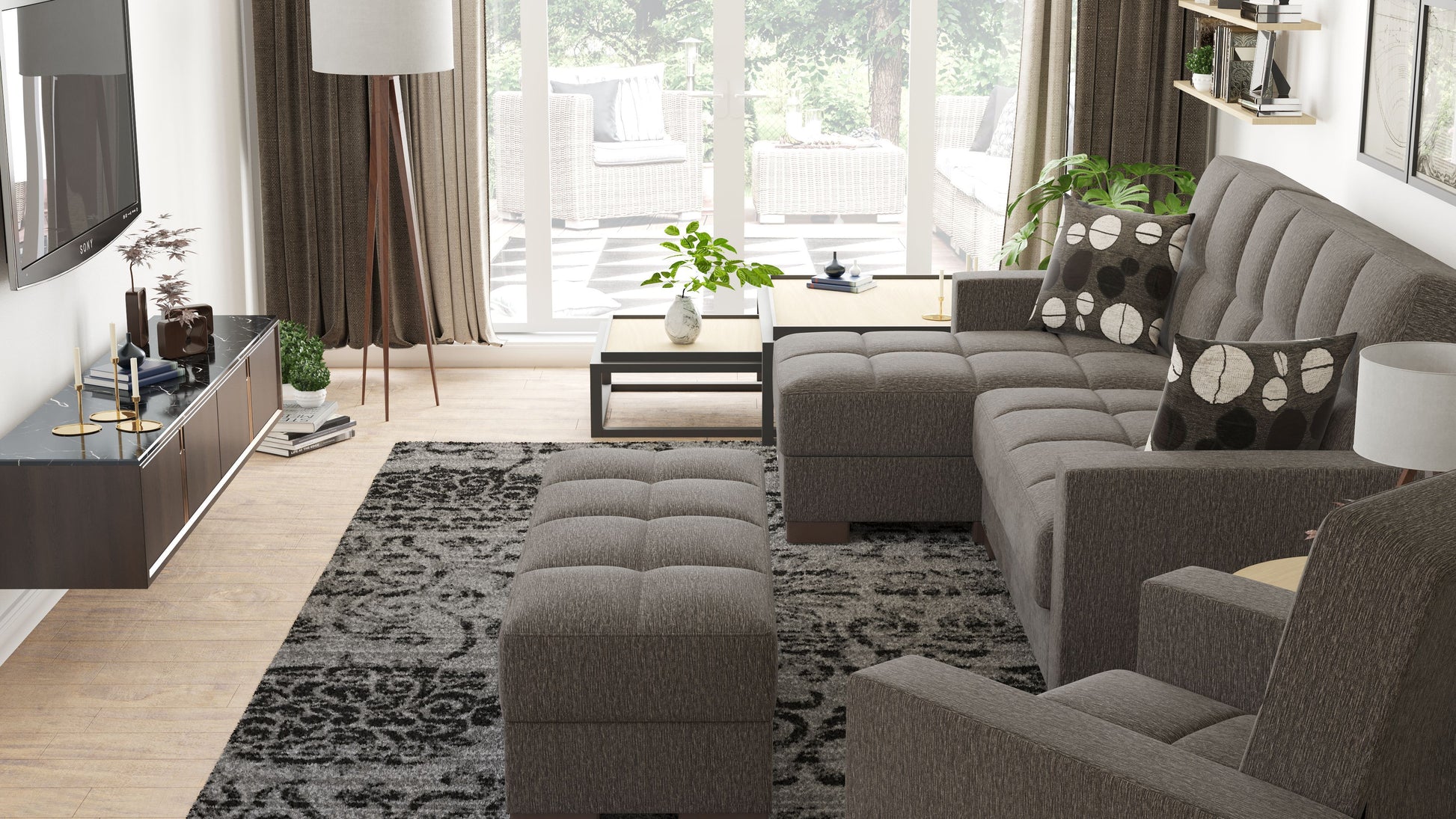 Ottomanson Armada - Upholstered Convertible Chaise Lounge With Storage - Chenille