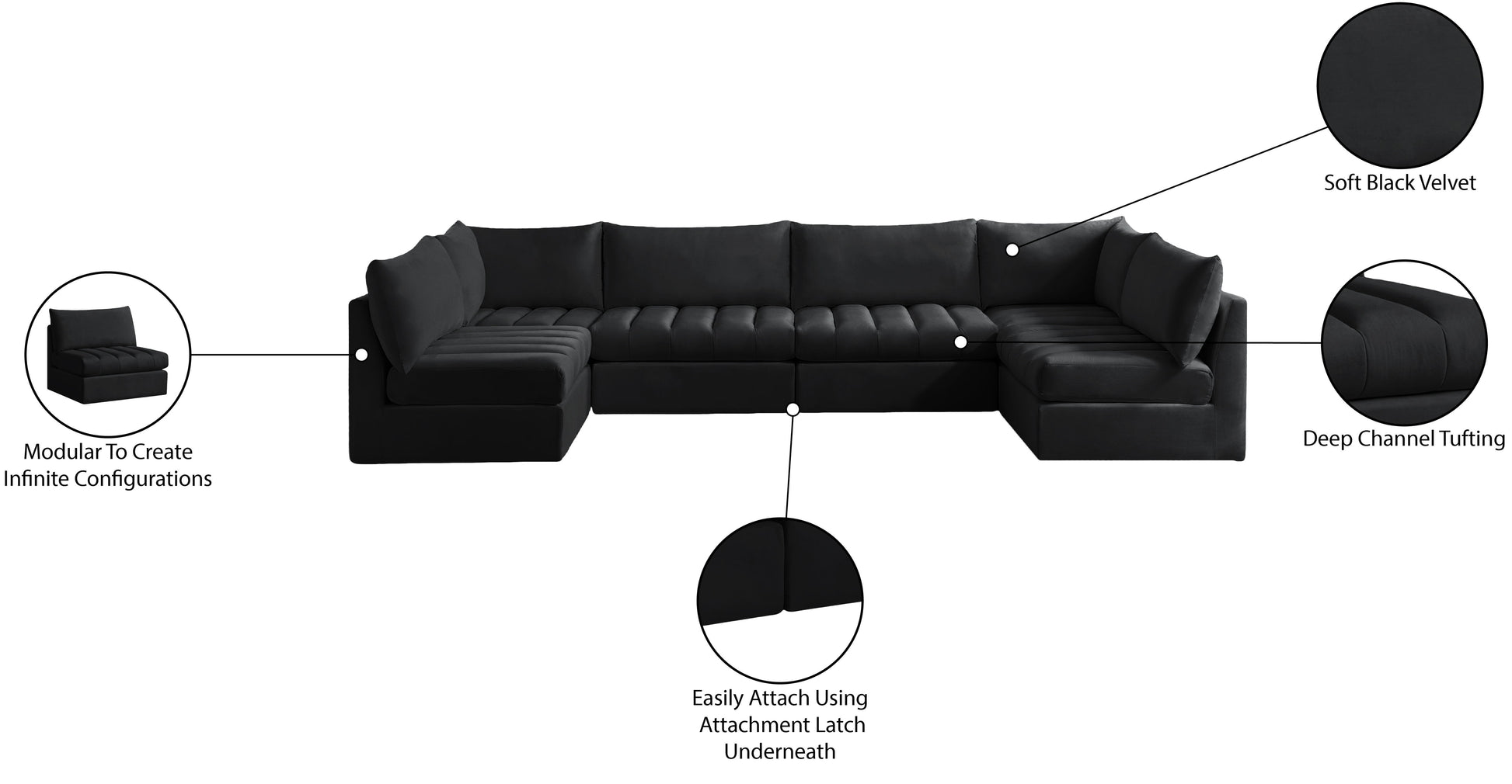 Jacob - Modular U-Shaped Sectional 6 Piece