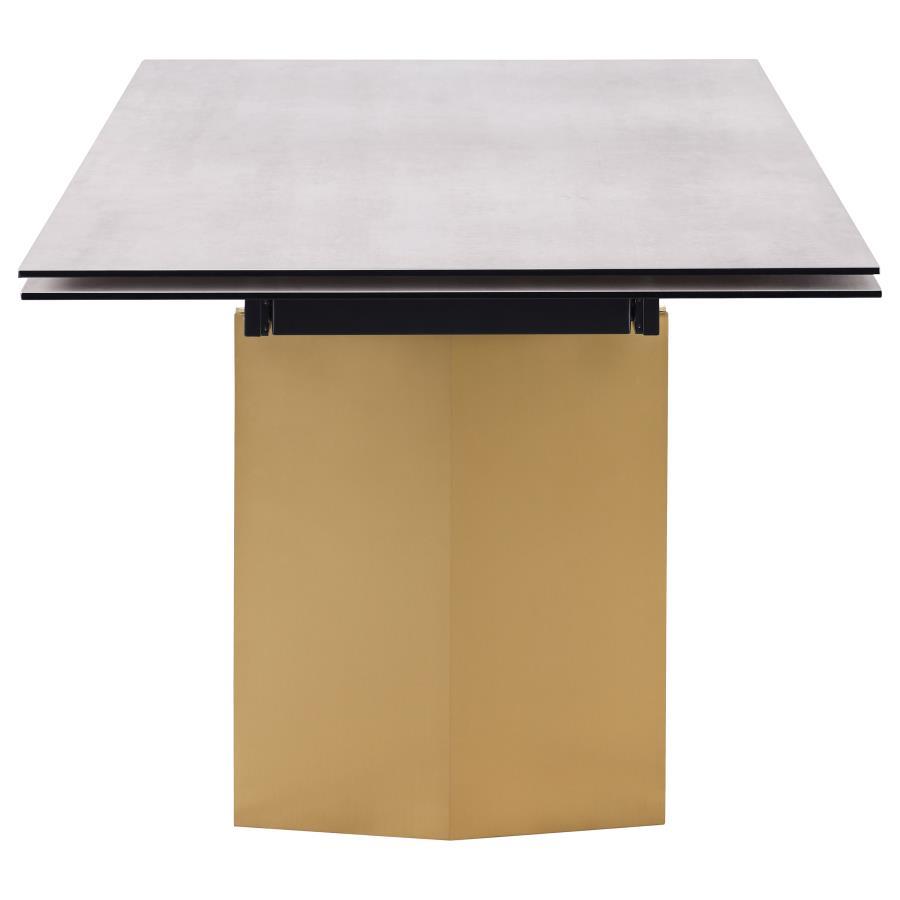 Vesa - Glass Top Extension Dining Table - Beige