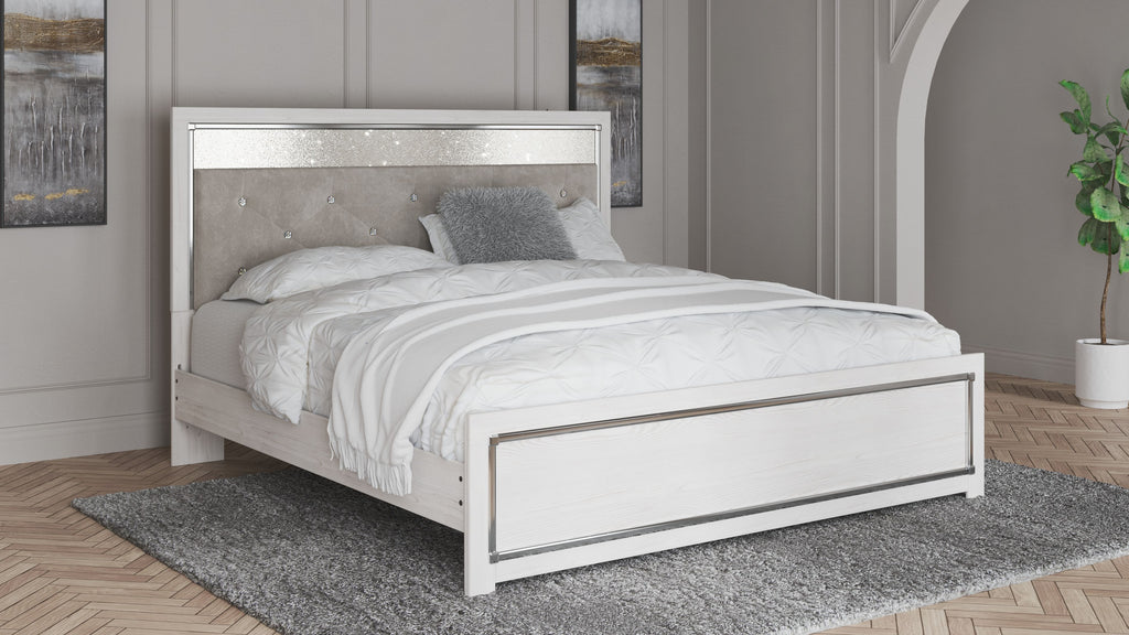 Altyra - White - King Panel Bed With Upholstered Headboard
