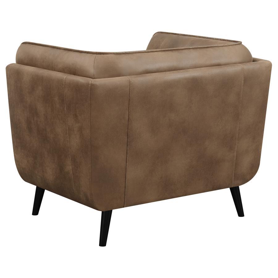 Thatcher - Upholstered Tuxedo Arm Tufted Accent Chair - Brown