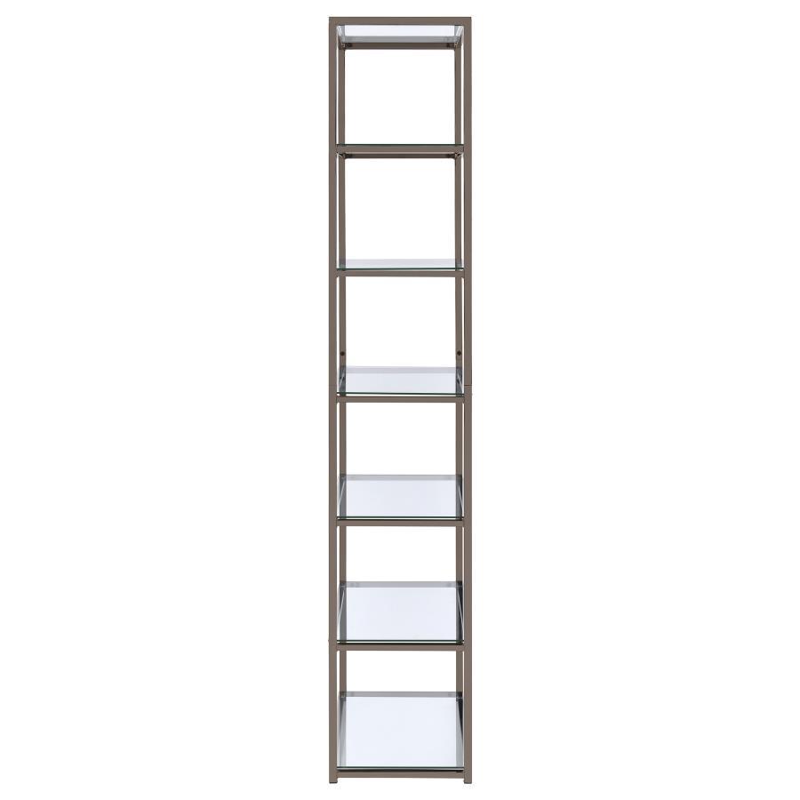 Kate - 5-Shelf Glass Bookshelf - Black Nickel