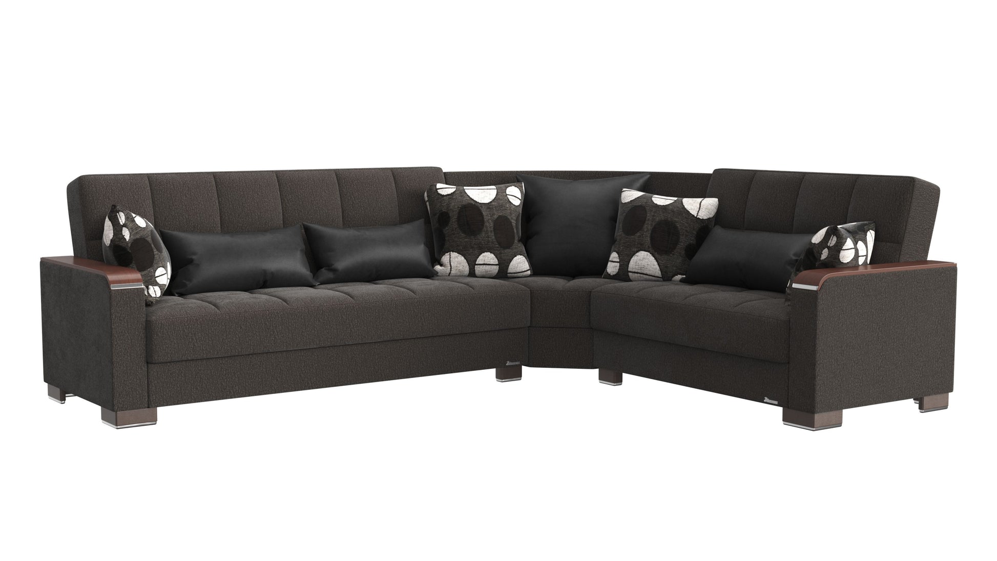 Ottomanson Armada X - Upholstered Convertible Wood Trimmed Sectional With Storage