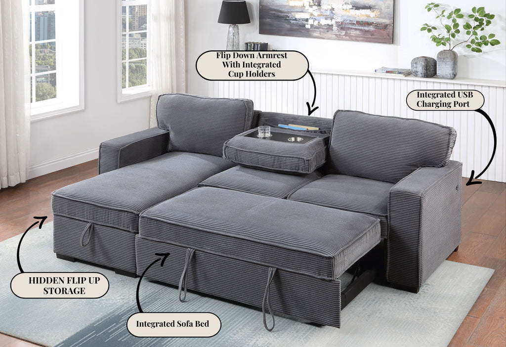 U0203 - Reversible Sofa Bed - Light Gray