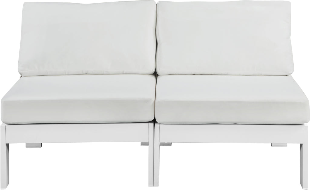 Nizuc - Outdoor Patio 2 Seat Armless Modular Sofa With White Frame