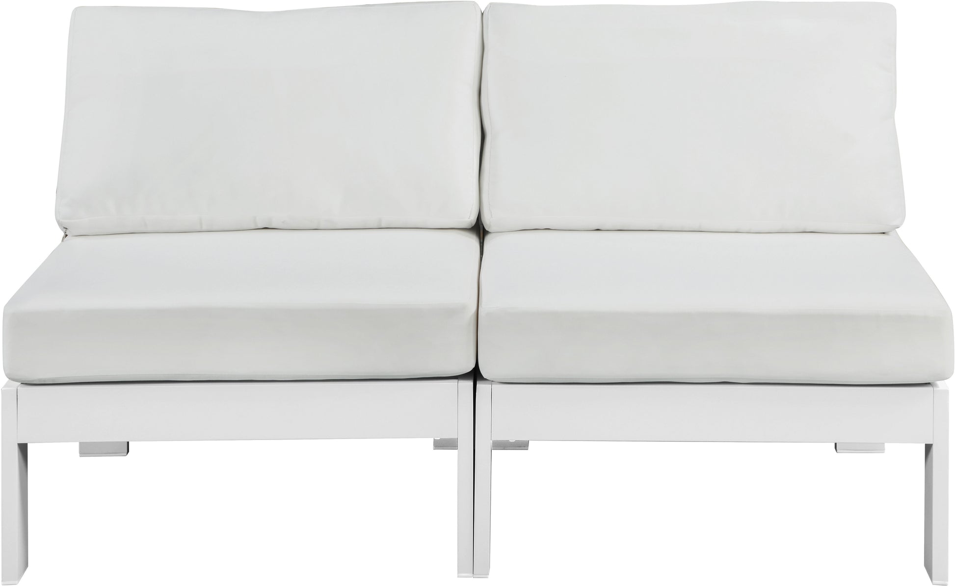 Nizuc - Outdoor Patio 2 Seat Armless Modular Sofa With White Frame