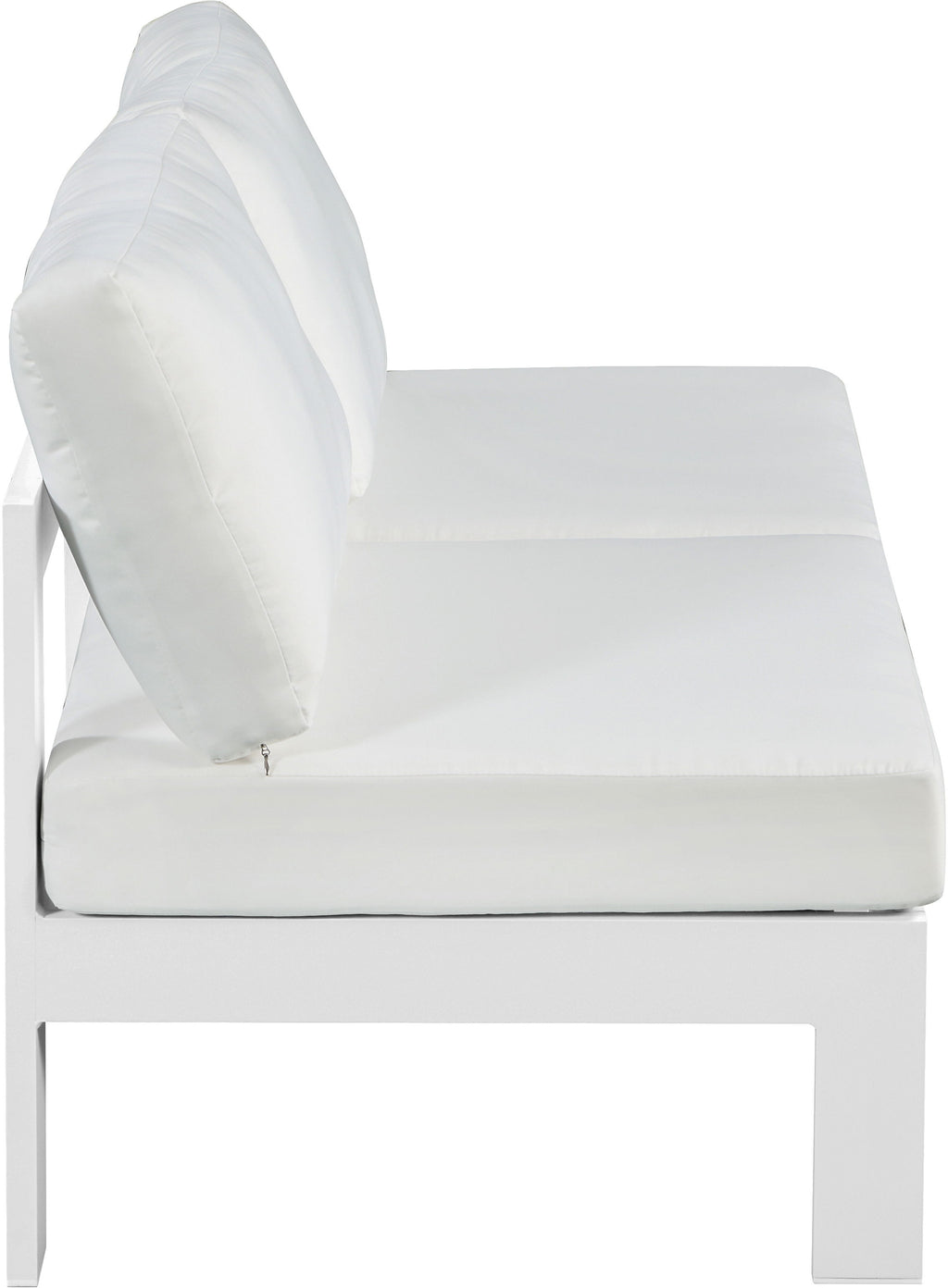 Nizuc - Outdoor Patio 2 Seat Armless Modular Sofa With White Frame