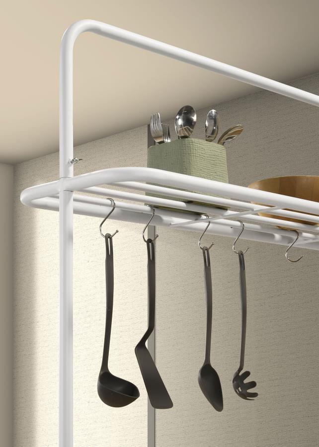 Edgeworth - Kitchen Island Counter Table With Pot Rack - White