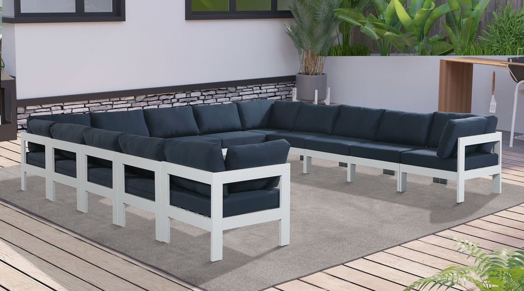Nizuc - Outdoor Patio 13 Piece Modular Sectional With White Frame