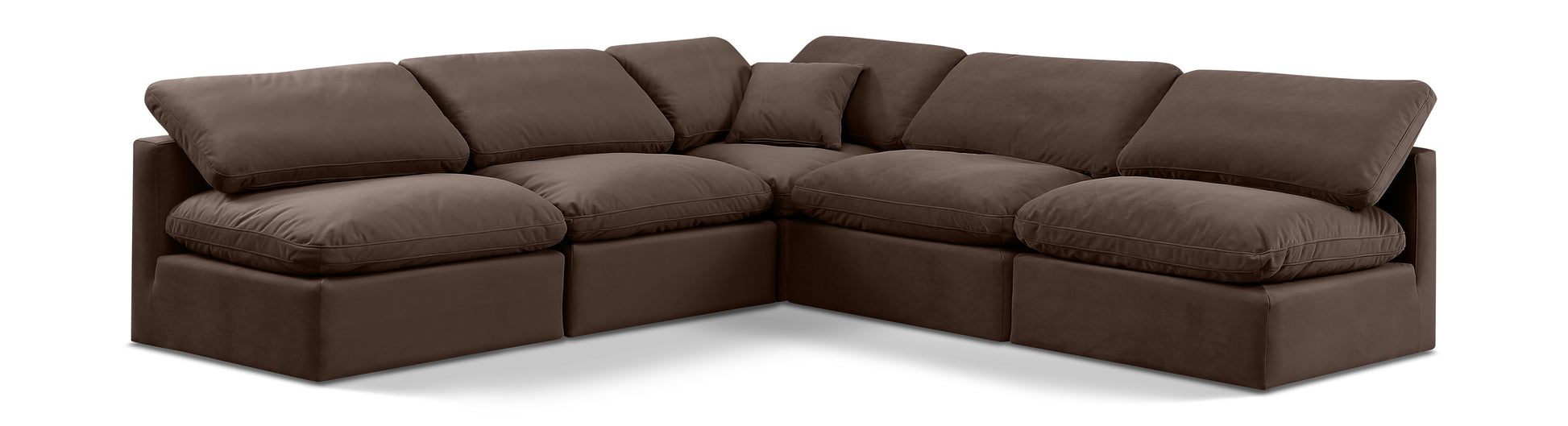 Indulge - Velvet 5 Piece Modular Corner Armless Sectional