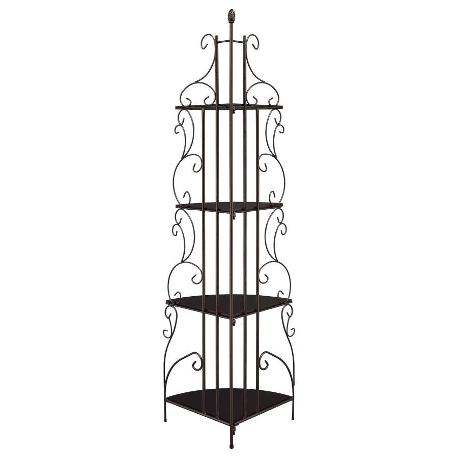 Poppy - 4-Shelf Corner Bookshelf - Copper And Cappuccino