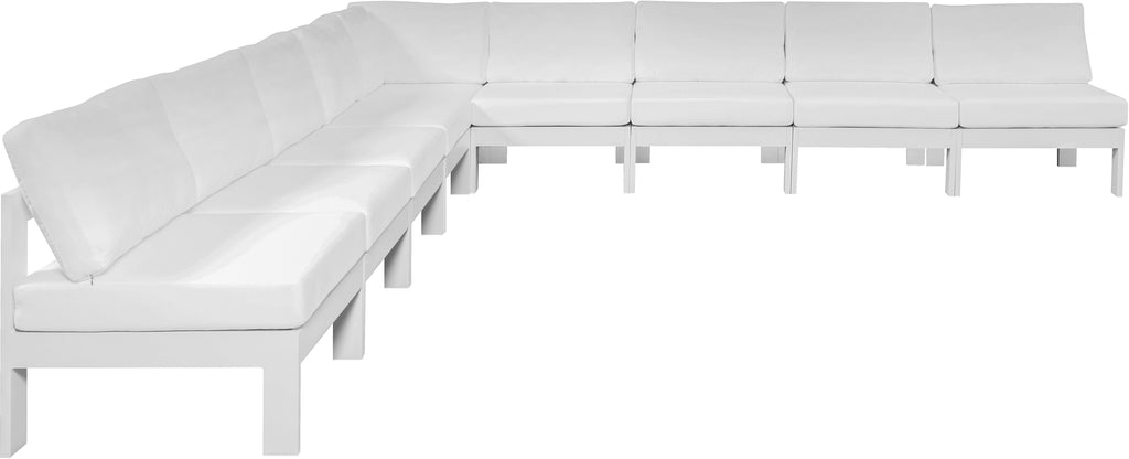 Nizuc - Outdoor Patio 9 Piece Modular Sectional With White Frame