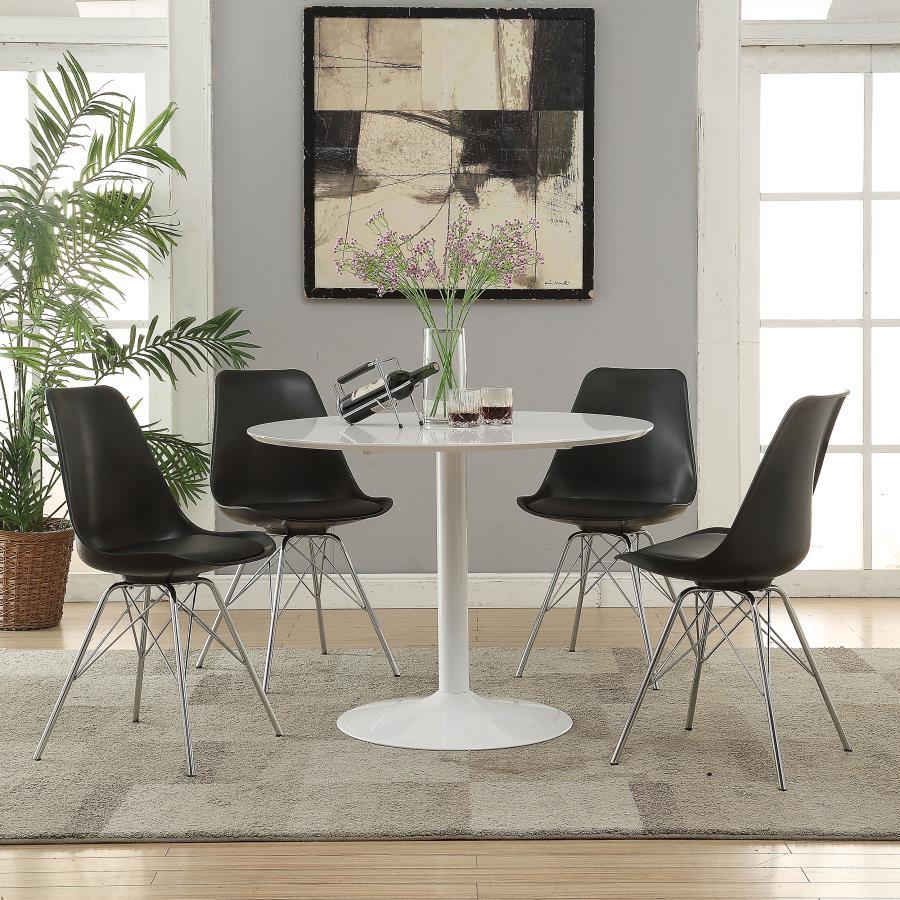 Lowry - Round Wood Top Dining Table - White